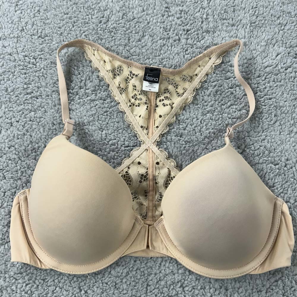Felina Bra 34C T-Shirt Bra 235047 Abbie Front Hoot Padded Racereback Paramour